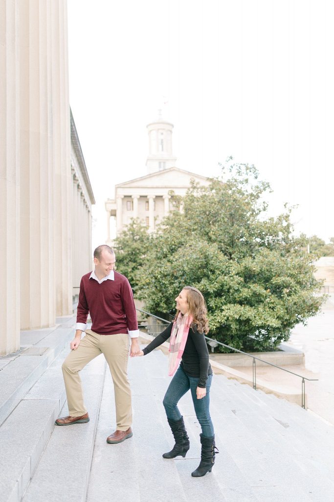 Downtown Nashville Engagement Photo at the Capital