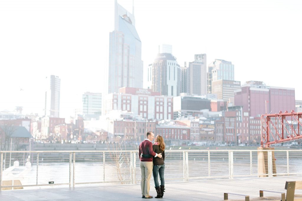 Nashville Skyline with Engaged Couple