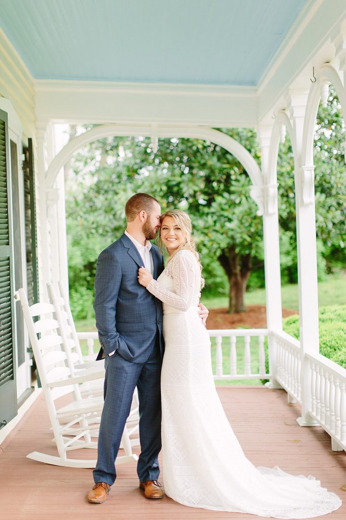 Gorgeous Tennessee wedding day at Cool Springs House in Brentwood, TN. Beautiful front porch portraits!