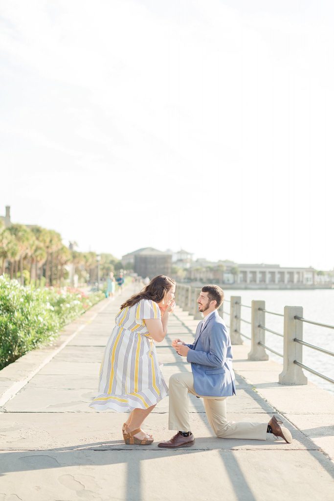 Surprise proposal on The Battery in Charleston, South Carolina